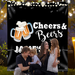 Lofaris Cheers Diamond Bokeh Black Custom Birthday Backdrop