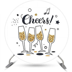 Lofaris Cheers Gold Champagne Music Round Birthday Backdrop