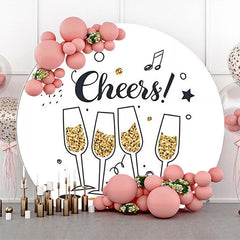 Lofaris Cheers Gold Champagne Music Round Birthday Backdrop