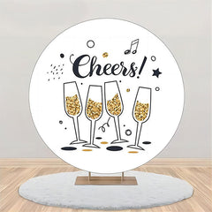 Lofaris Cheers Gold Champagne Music Round Birthday Backdrop