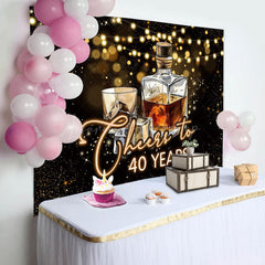 Lofaris Cheers To 40 Years Wine Glass Birthday Backdrop