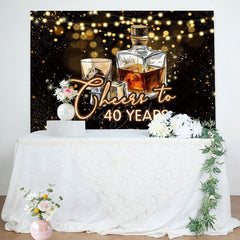 Lofaris Cheers To 40 Years Wine Glass Birthday Backdrop