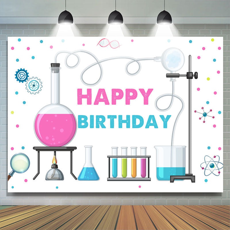 Lofaris Chemistry style White Birthday Backdrop For Girls