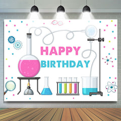 Lofaris Chemistry style White Birthday Backdrop For Girls