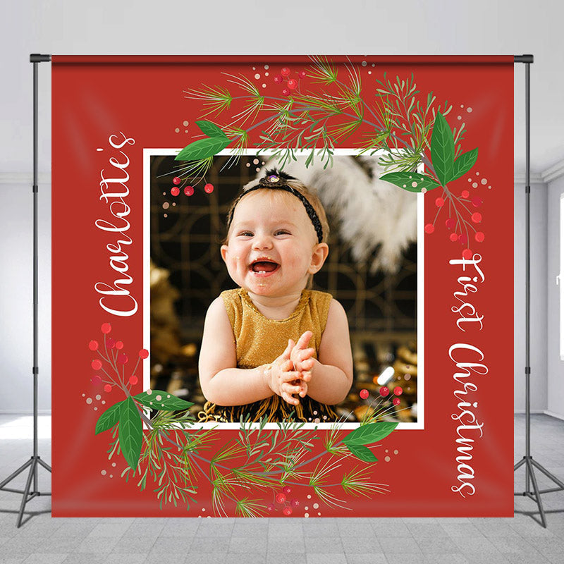 Lofaris Cherry Christmas Red Custom 1st Birthday Backdrop