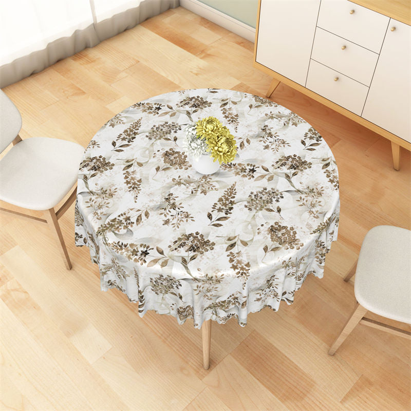 Lofaris Chic Browm Plants Patterns Elegant Round Tablecloth