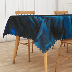 Lofaris Chic Fluid Blue Marble Texture Rectangle Tablecloth