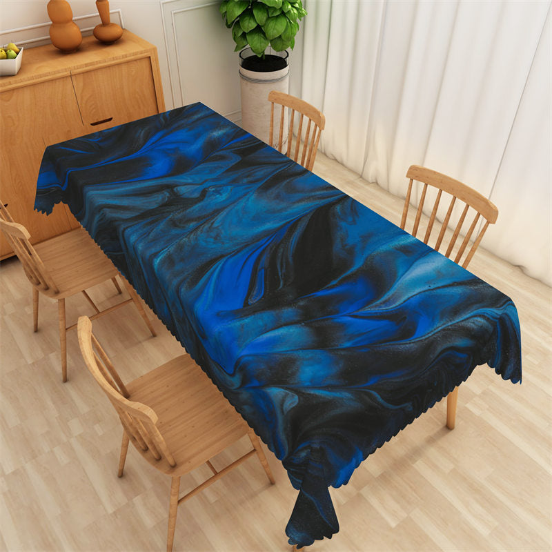 Lofaris Chic Fluid Blue Marble Texture Rectangle Tablecloth