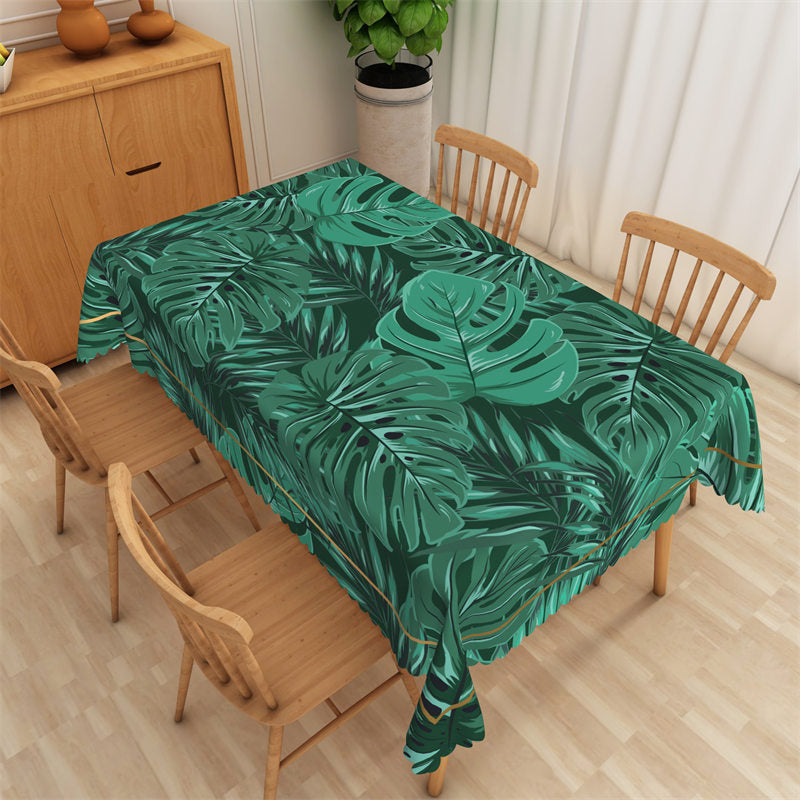 Lofaris Chic Greenery Tropical Monstera Rectangle Tablecloth