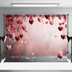 Lofaris Chic Pink Red Heart Flowers Valentines Day Backdrop