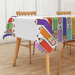 Lofaris Chichi Colored Pencil White Rectangle Tablecloth