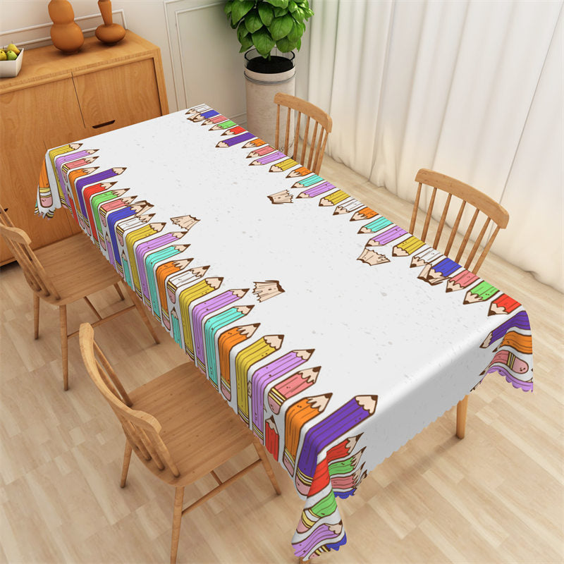 Lofaris Chichi Colored Pencil White Rectangle Tablecloth