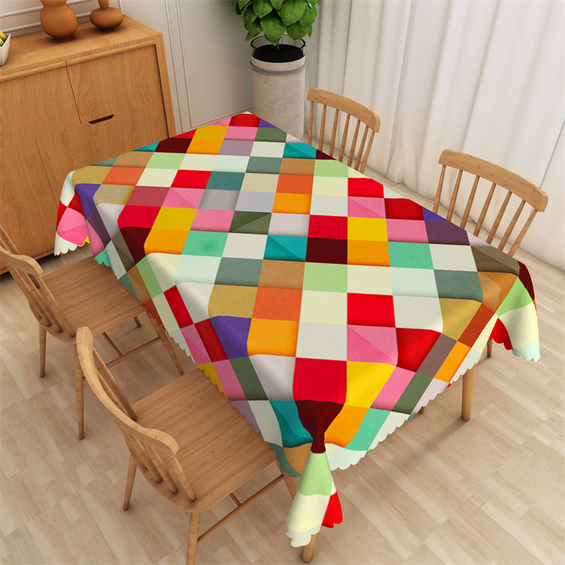 Lofaris Chichi Colorful Splice Plaids Rectangle Tablecloth