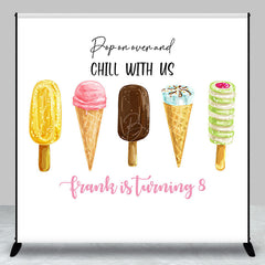 Lofaris Chill With Us Ice Cream Custom Birthday Backdrop