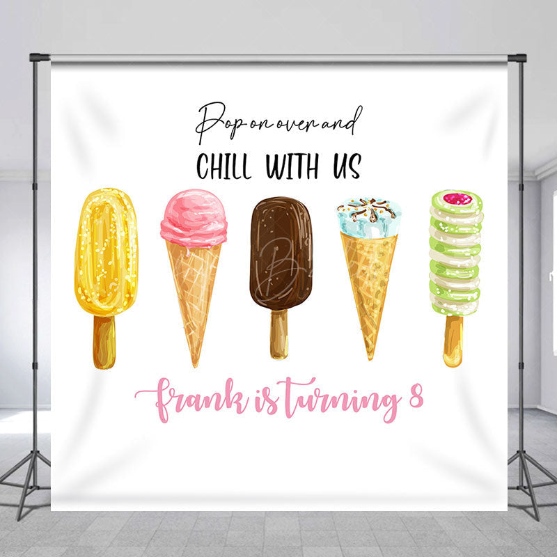 Lofaris Chill With Us Ice Cream Custom Birthday Backdrop