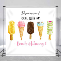 Lofaris Chill With Us Ice Cream Custom Birthday Backdrop