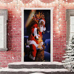 Lofaris Chimney Santa Claus Roof Night Christmas Door Cover