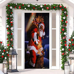 Lofaris Chimney Santa Claus Roof Night Christmas Door Cover