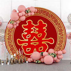 Lofaris Chinese Style Red Design Circle Wedding Backdrop