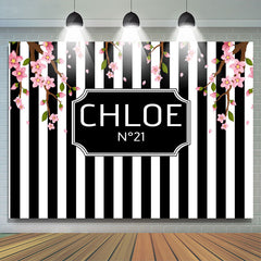 Lofaris Chloe Black And White Stripes Flower Photo Backdrop