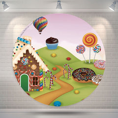 Lofaris Chocolate House Candy World Birthday Circle Backdrop