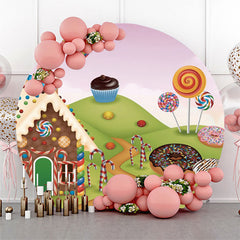 Lofaris Chocolate House Candy World Birthday Circle Backdrop