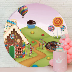 Lofaris Chocolate House Candy World Birthday Circle Backdrop