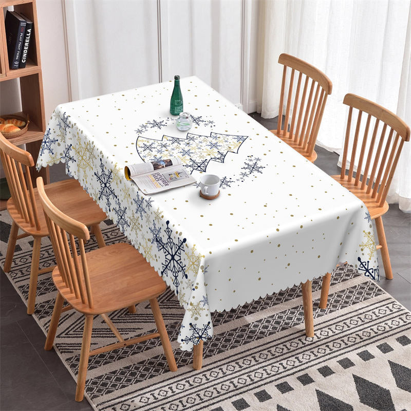 Lofaris Chrismas Tree Snow Dining Room Rectangle Tablecloth