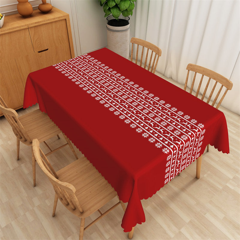 Lofaris Christmas Bar Pattern Red Tablecloth For Dining Decor