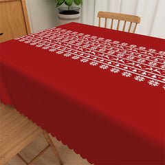 Lofaris Christmas Bar Pattern Red Tablecloth For Dining Decor