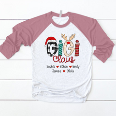 Lofaris Christmas Claus Grandkid Custom Name Baseball Shirt