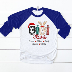 Lofaris Christmas Claus Grandkid Custom Name Baseball Shirt