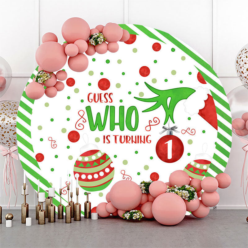 Lofaris Christmas Dots Round Happy 1st Birthday Backdrop