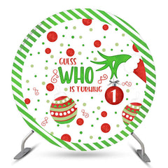 Lofaris Christmas Dots Round Happy 1st Birthday Backdrop