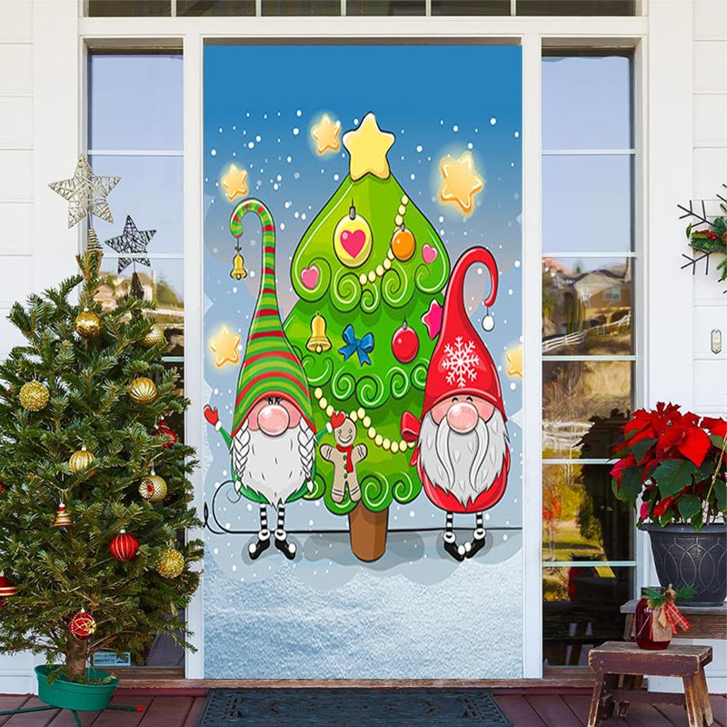 Lofaris Christmas Dwarfs Tree Star Snowy Door Cover Decor