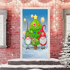 Lofaris Christmas Dwarfs Tree Star Snowy Door Cover Decor