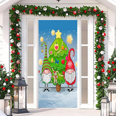 Lofaris Christmas Dwarfs Tree Star Snowy Door Cover Decor