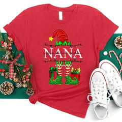 Lofaris Christmas Elf Grandkids Personalized Name T-Shirt