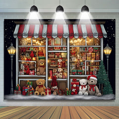 Lofaris Christmas Gift Store Bear Portrait Photo Backdrop