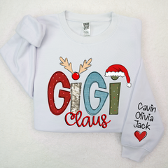 Lofaris Christmas Grandma Claus Grandkids Custom Sweatshirt