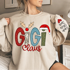 Lofaris Christmas Grandma Claus Grandkids Custom Sweatshirt