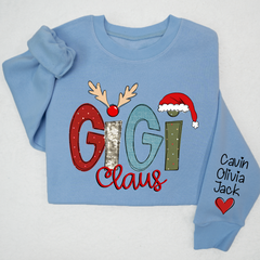 Lofaris Christmas Grandma Claus Grandkids Custom Sweatshirt