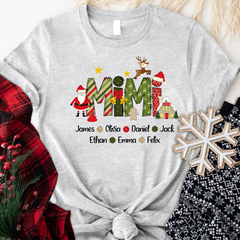 Lofaris Christmas Kids Grandma Gift Custom Name T-Shirt