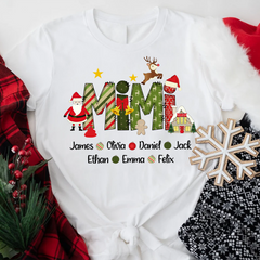 Lofaris Christmas Kids Grandma Gift Custom Name T-Shirt