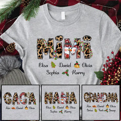 Lofaris Christmas Leopard Snowman Mimi Custom Name T-Shirt