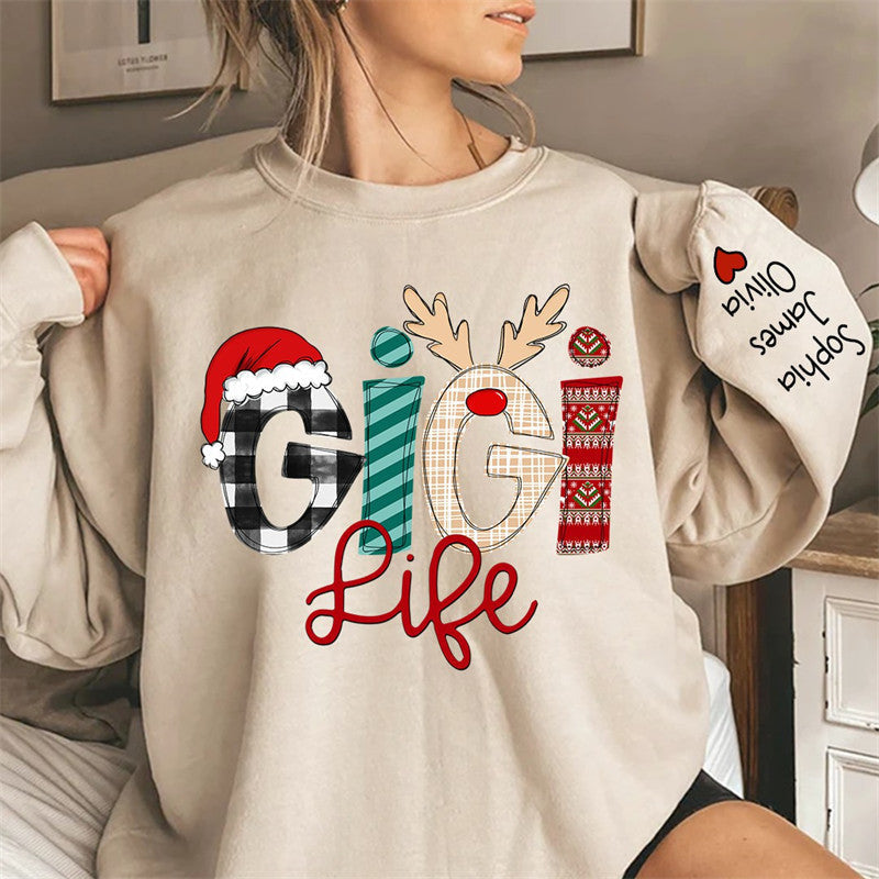 Lofaris Christmas Love Custom Grandma Life Kids Sweatshirt