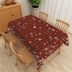 Lofaris Christmas Party Green Red Plaid Snowflake Tablecloth