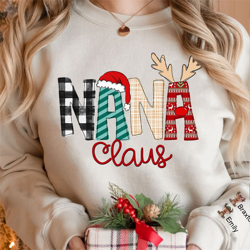 Lofaris Christmas Plaid Elk Custom Grandma Kids Sweatshirt