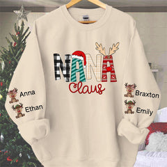 Lofaris Christmas Plaid Elk Custom Grandma Kids Sweatshirt