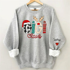 Lofaris Christmas Plaid Stripe Claus Custom Grandma Sweatshirt